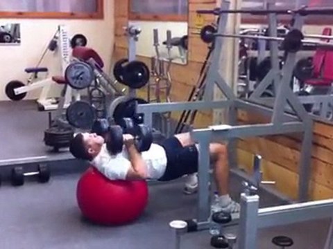 Développé haltères sur swiss ball et dumbells walk