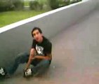 Guy brakes his arm skateboarding