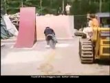 moto jump over foam pit. ouch