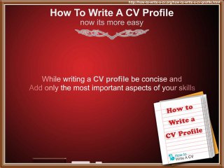 How To Write A CV Profile