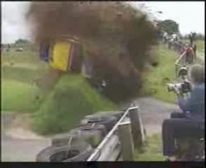 two porsches crash into berm and dirt flies everywhere!