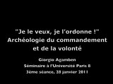 Giorgio Agamben, Séminaire 2011 à Paris 8, 3ème séance, 1/7