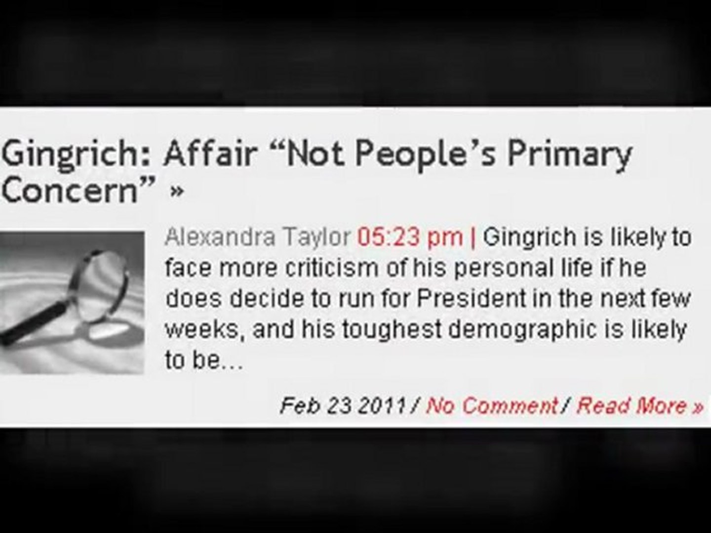 ⁣US Election News - Gingrich: Affair “Not People’s Primary