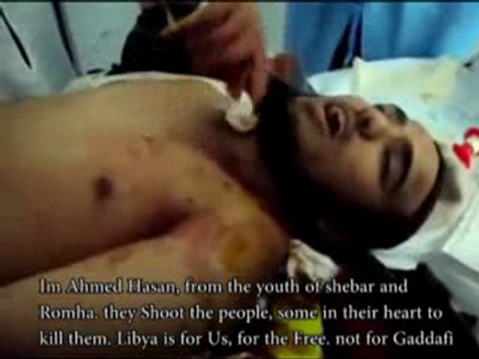Injured man sends a message to Gaddafi