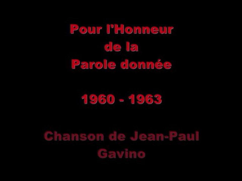 Pour l'Honneur de la Parole donnée