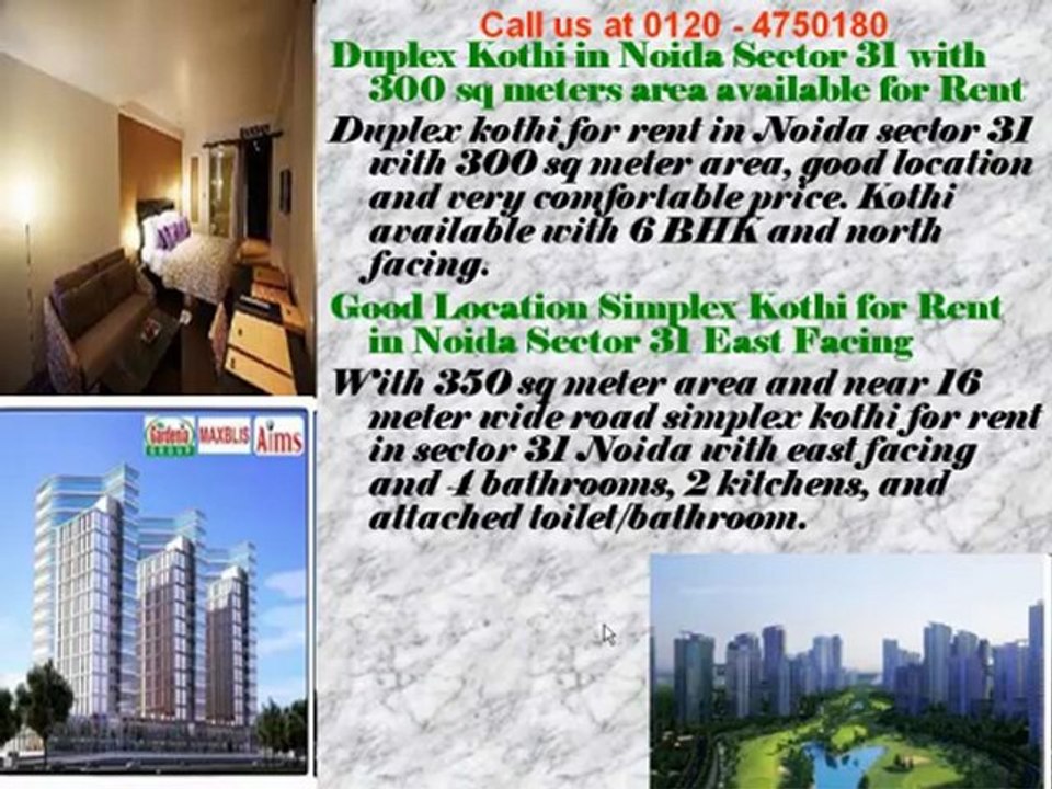 Duplex Kothi for Rent in NoidaSector 31,Contact 0120-4750181