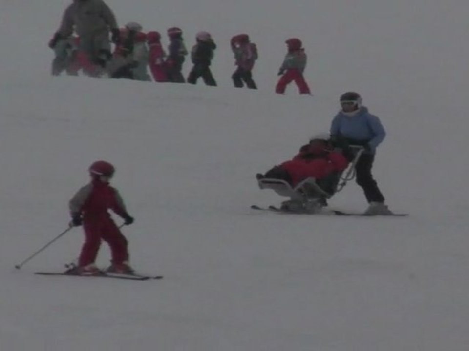 Fauteuil ski à la Joue du Loup avec Anne et les vacanciers.