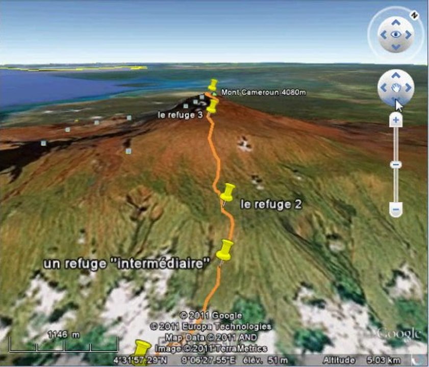 MONT CAMEROUN - PARCOURS GOOGLE EARTH