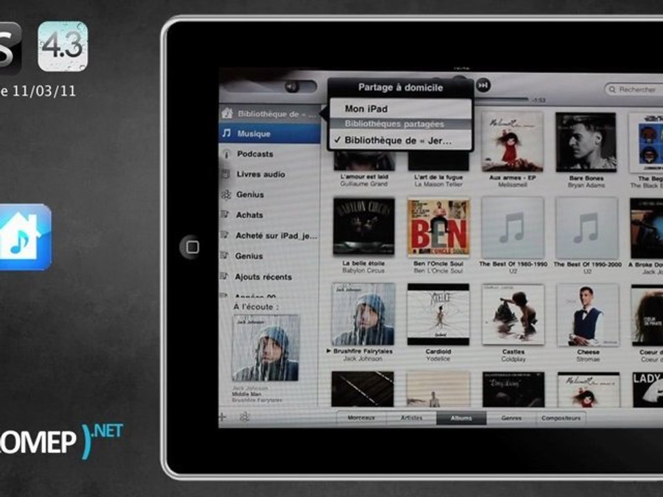 iOS 4.3 - Nouveaux Gestes et Partage de bibliothèque