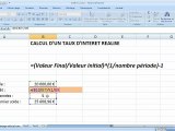 Taux d'interêt réalisé sur Excel