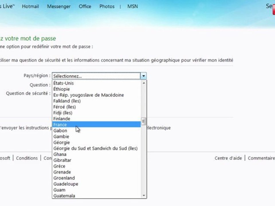 Comment changer ou retrouver son mot de passe msn ?