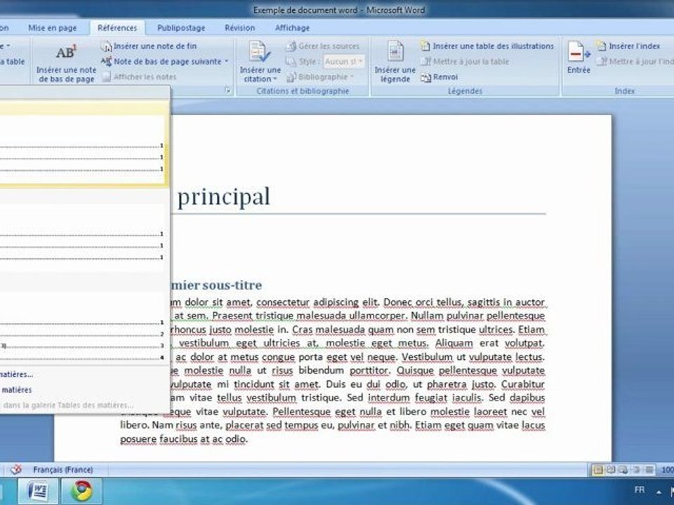 Comment insérer un sommaire dans word ?
