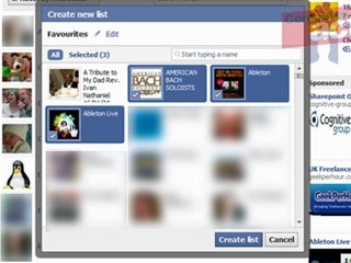Organise Facebook friends and pages with lists