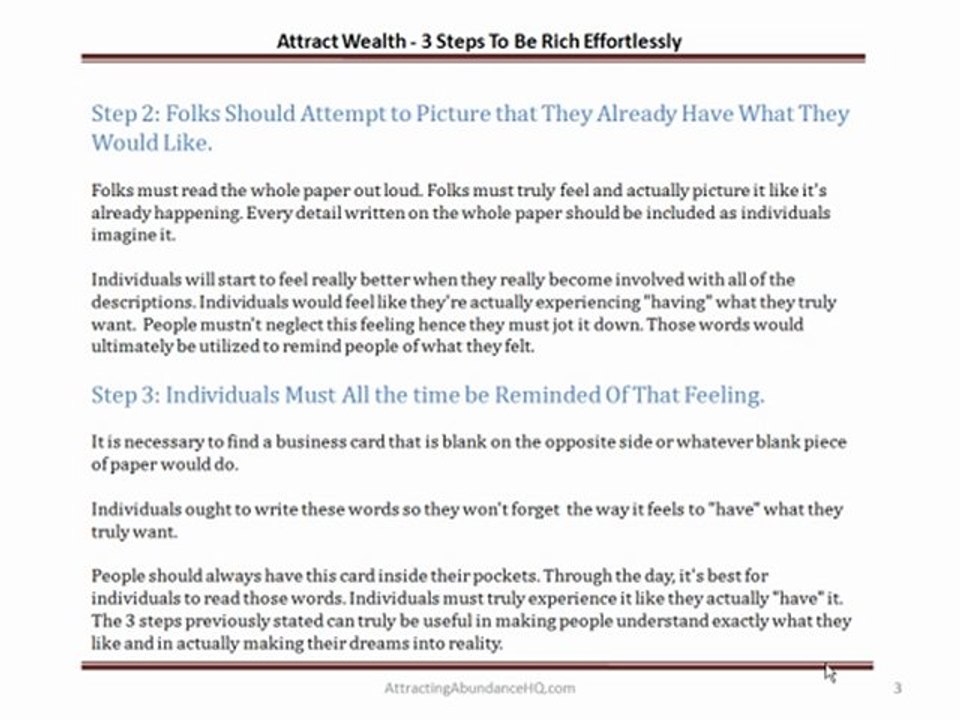 Attract Wealth - 3 Steps To Be Rich Effortlessly