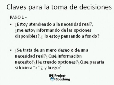 Project Coaching: Método eficaz para la toma de decisiones