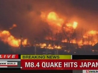 Fires triggered by quake burn out of control