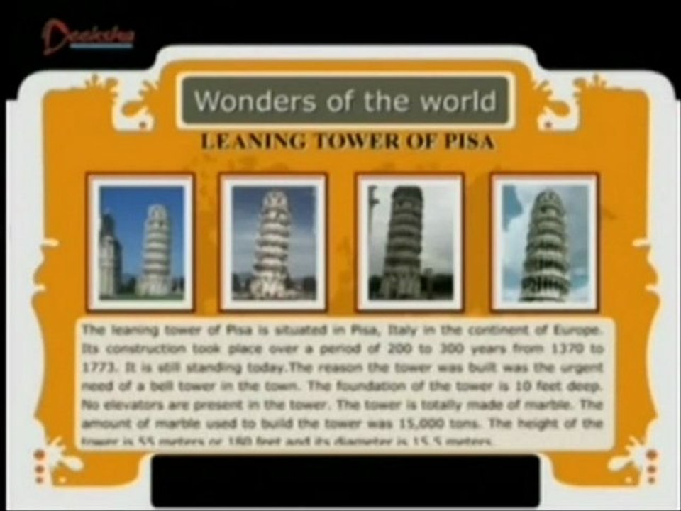 Wonders Of The World  - Leaning Tower Of Pisa