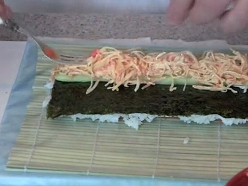 Spicy Crab Sushi Roll with Masago on Top