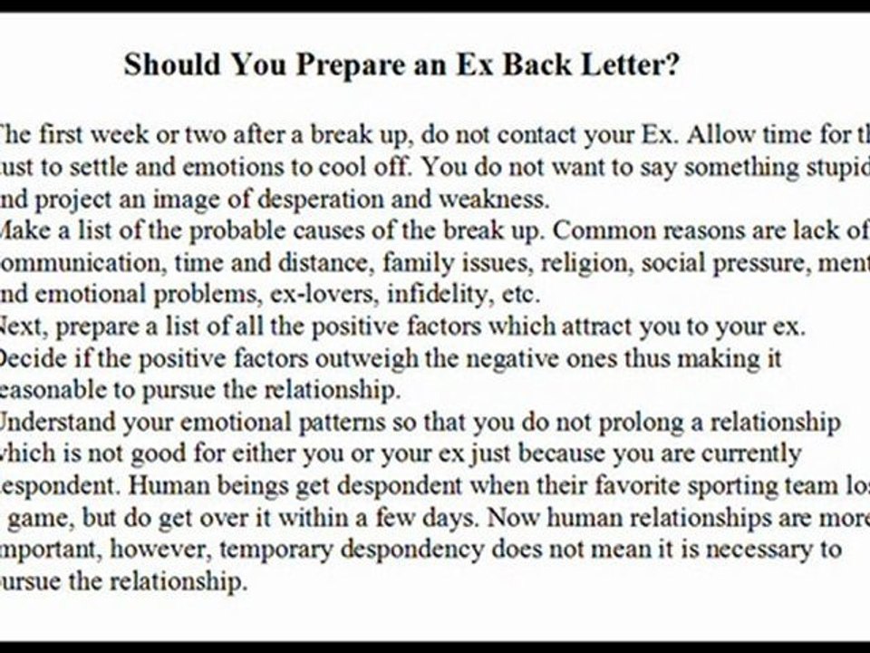 How to Get an Ex Back Letter