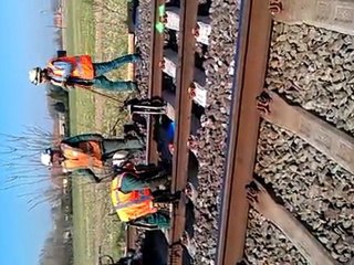 Soudure d'un rail lors des travaux Voie Hazebrouck Dunkerque