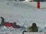 skier gets blindsided during slalom run