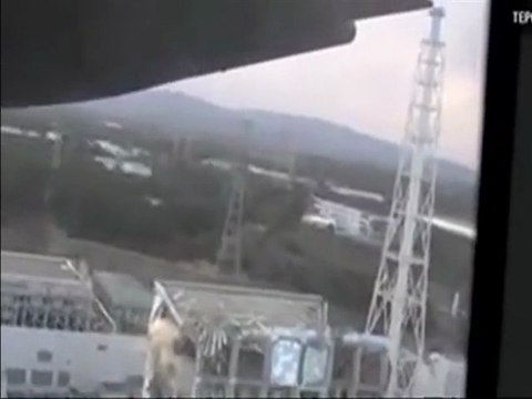 An aerial view of Fukushima's damaged reactors