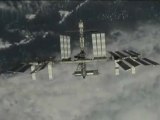 Space station orbiting the earth