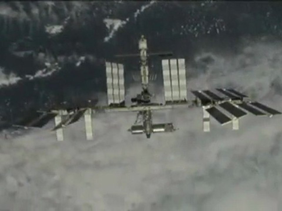 Space station orbiting the earth