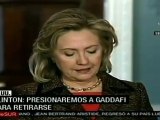 Clinton: presionaremos a Al-Gaddafi para que se retire