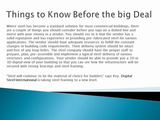 Download Video: Digital Steel International Important Aspects to Know Before Constructing a Steel Building