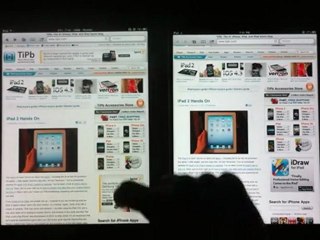 Comparaison de Safari entre iPad contre iPad 2