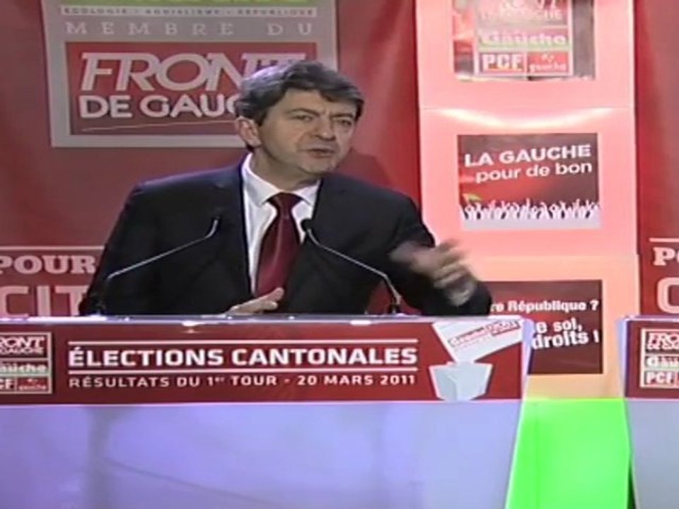 Martine Billard et Jean-Luc Mélenchon : Soirée électorale cantonales