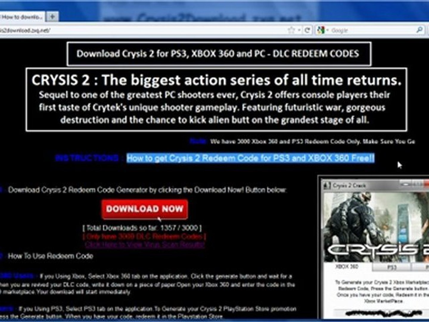 Crysis 2 Leaked Codes for Xbox 360, PS3 and PC Free Download - video  Dailymotion