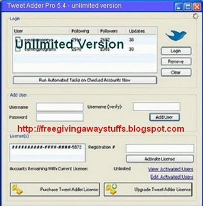 Twitter Adder Pro v5.4 - Get more followers on Twitter instantly