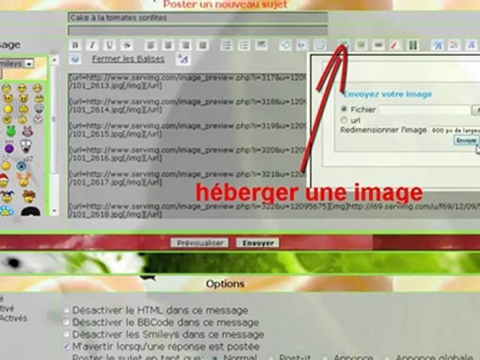 Ecrire un message et mettre une image