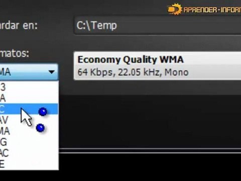 Convertir archivos de audio a otros formatos