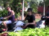 Justin Bieber Riding a White Scooter