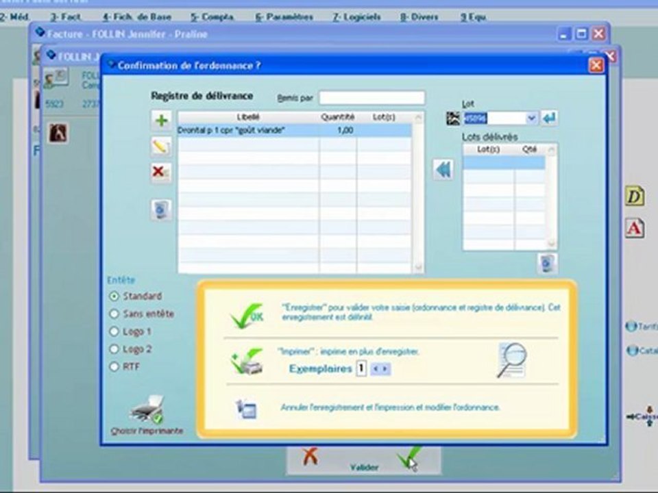 Medical : Prescription et délivrance à partir de la facturation