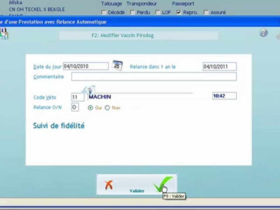 Medical : Saisie d'une relance