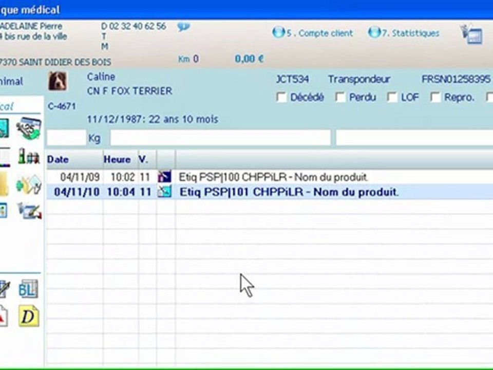 Medical : Suivi de fidélite sur vaccination antirabique