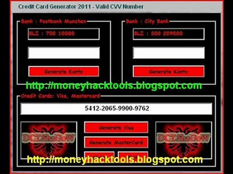 Credit Card Generator 2011 - valid cvv working number !