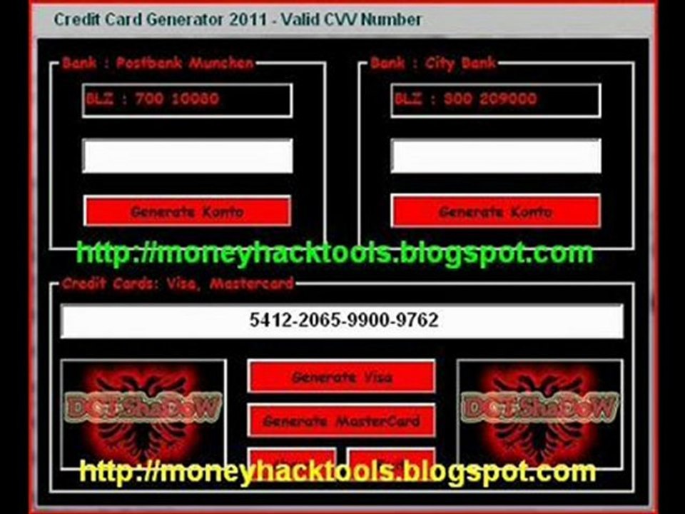Credit Card Generator 2011 with cvv working