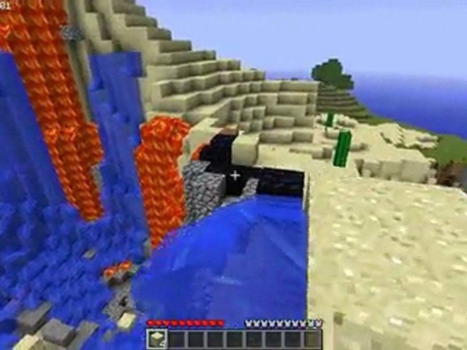 minecraft eau + lave en fontaine