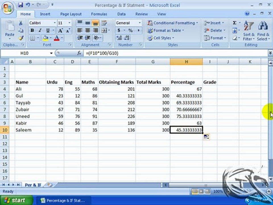 Percentage & IF Statement 15