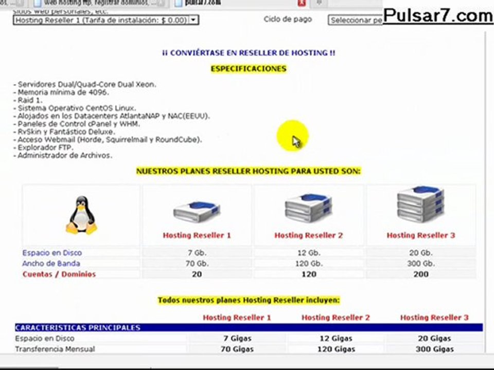 web hosting ftp, registrar dominios, reseller hosting ilimitado, Pulsar7.com