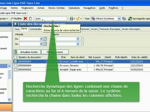 ebp pgi ligne pme - Barre outil ecran principal avec commentaires