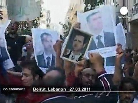 Pro-Assad protest outside Syrian embassy in... - no comment