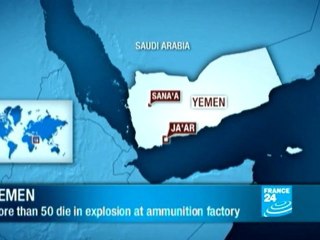 YEMEN - Scores dead as blast rips through explosives factory