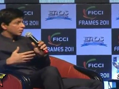 Shahrukh Kahn,Karan Johar Speaks With Hugh Jackman At FICCI Frames 2011