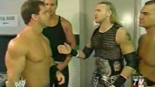 Christian, Lance Storm, Test, William Regal and Chris Benoit backstage (RAW 7.29.2002)